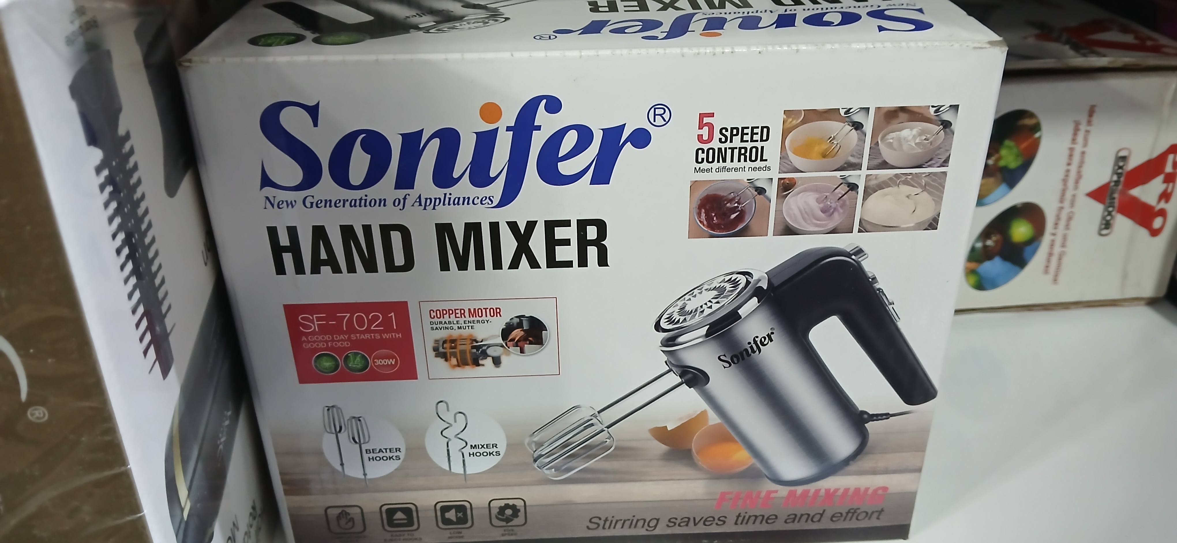 همزن برقی Sonifer مدل SF‑7021 (۵ سرعته، موتور مسی ۳۰۰ وات