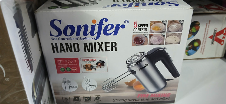 همزن برقی Sonifer مدل SF‑7021 (۵ سرعته، موتور مسی ۳۰۰ وات