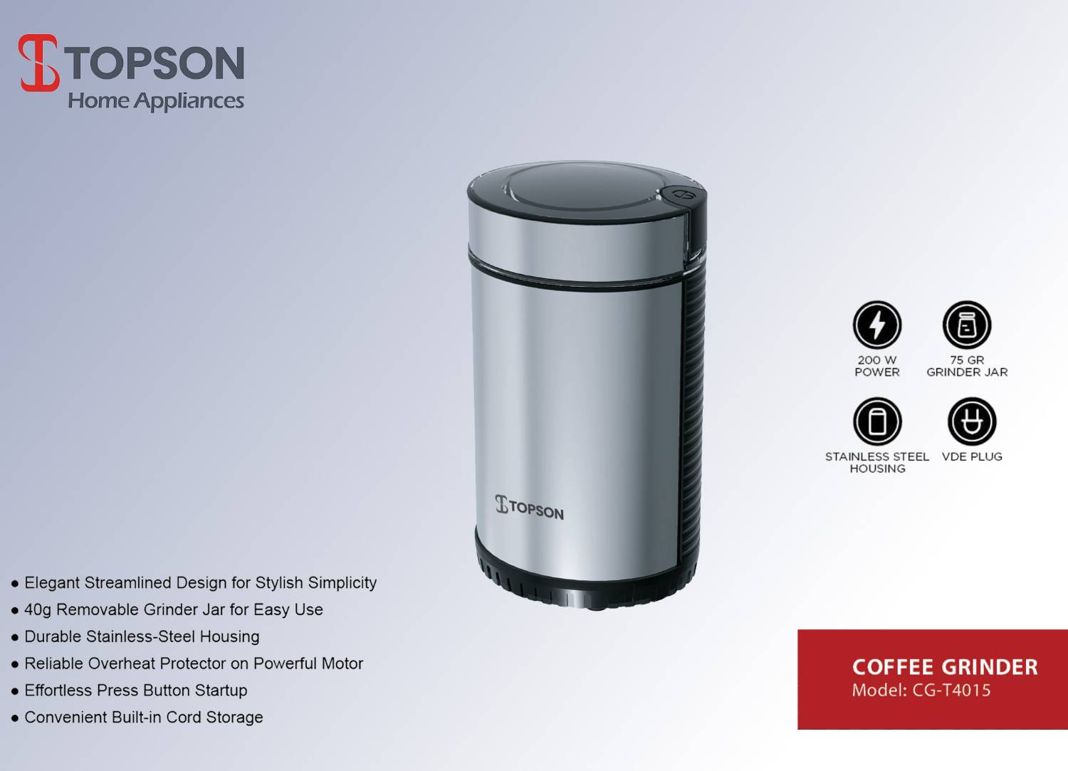 آسیاب قهوه تاپسون مدل CG‑T4015